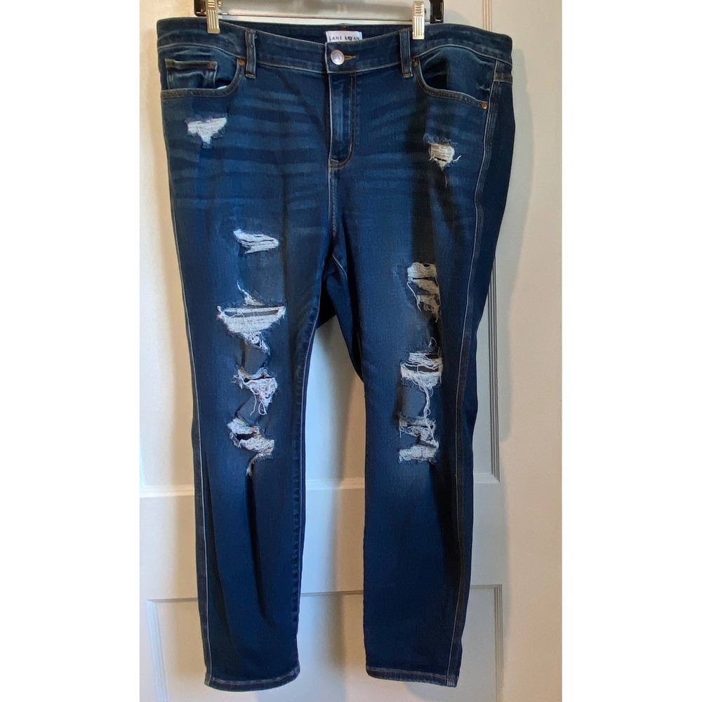 Lane Bryant Signature Fit Mid-Rise Skinny Distressed Jeans Blue 20